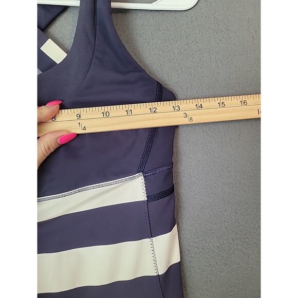 Lululemon Run Stuff Your Bra Luxtreme Tank Navy Blue White Stripe Top Size 6 EUC - Picture 7 of 8